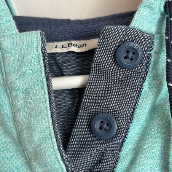 L.L.Bean Women’s Rugby Teal Hooded Pullover light weight sweatshirt sz M petite - Picture 7 of 12